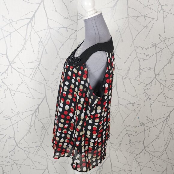 Roz & Ali Polkadot Artsy Rings Round Neck Flowy Tank - Picture 3 of 6